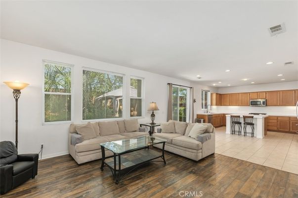 Interior, Kitchen, Living room, Recessed Lighting, Stainless Steel Appliances, Wood Texture Flooring