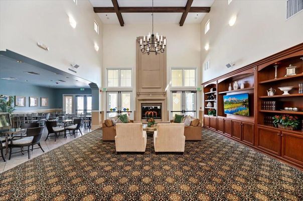 Chandelier, Dining room, Fireplace, Interior, Living room, Recessed Lighting, Wooden Beams