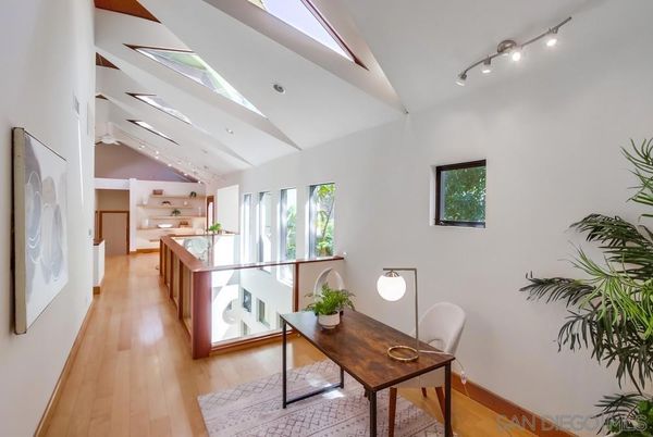 Home Office, Interior, Recessed Lighting, Wood Texture Flooring