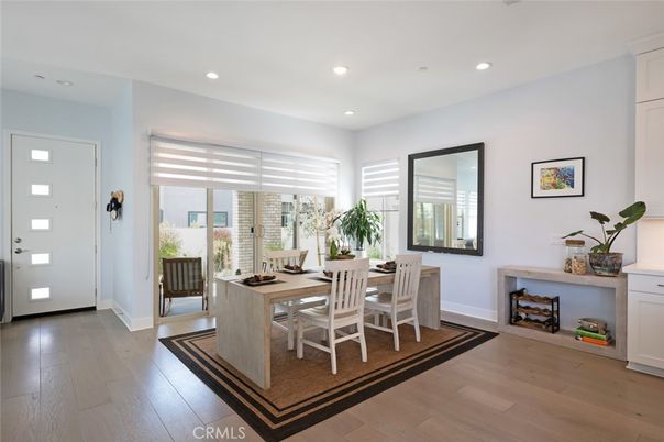Dining room, Interior, Recessed Lighting, Wood Texture Flooring