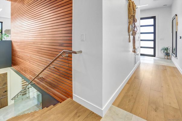 Interior, Recessed Lighting, Wood Texture Flooring, Wooden Walls