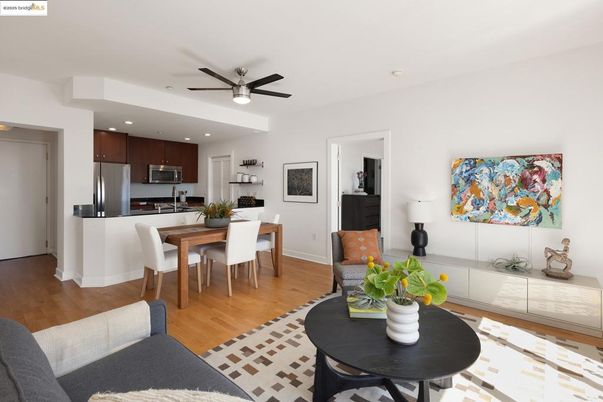 Dining room, Interior, Kitchen, Recessed Lighting, Stainless Steel Appliances, Wood Texture Flooring