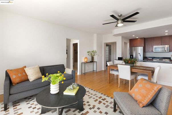 Dining room, Interior, Kitchen, Living room, Recessed Lighting, Stainless Steel Appliances, Wood Texture Flooring