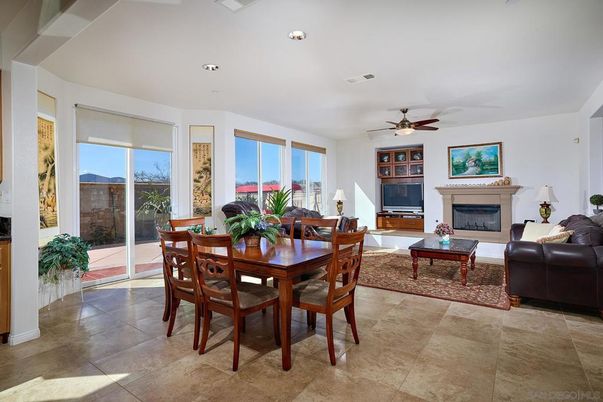 Dining room, Fireplace, Interior, Living room, Recessed Lighting