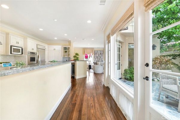 Interior, Kitchen, Living room, Recessed Lighting, Stainless Steel Appliances, Wood Texture Flooring