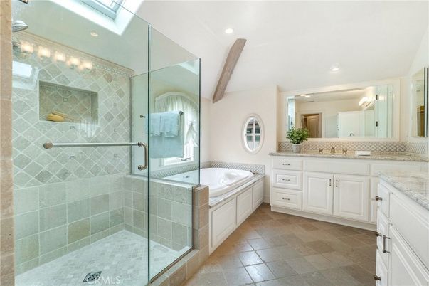 Bathroom, Dual Sink Vanities, Glass Shower, Interior, Recessed Lighting