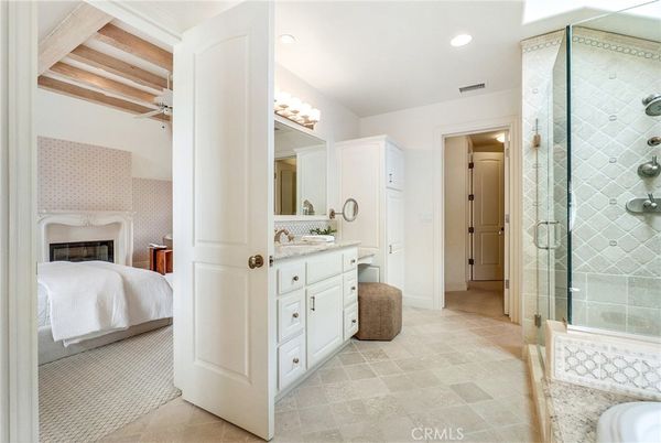 Bathroom, Bedroom, Glass Shower, Interior, Recessed Lighting, Wooden Beams