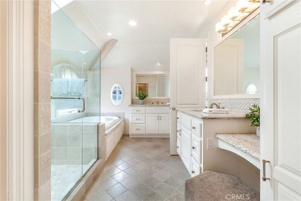 Bathroom, Dual Sink Vanities, Glass Shower, Interior, Recessed Lighting