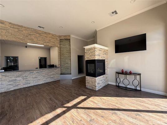 Fireplace, Interior, Recessed Lighting, Wood Texture Flooring