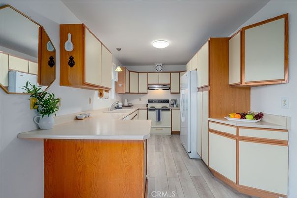 Interior, Kitchen, Pendant Lights, Stainless Steel Appliances, Wood Texture Flooring