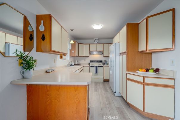 Interior, Kitchen, Pendant Lights, Stainless Steel Appliances, Wood Texture Flooring