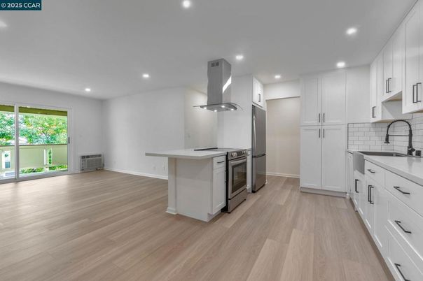 Interior, Kitchen, Recessed Lighting, Wood Texture Flooring