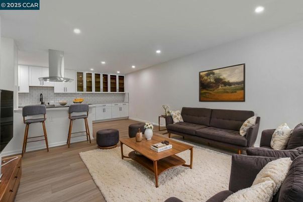 Interior, Kitchen, Living room, Recessed Lighting, Wood Texture Flooring