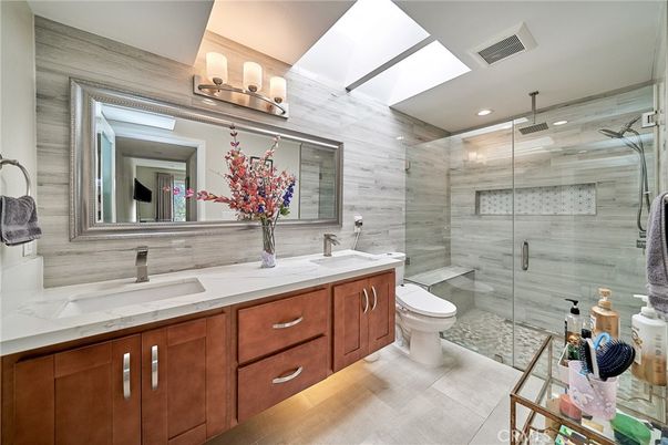 Bathroom, Dual Sink Vanities, Glass Shower, Interior, Recessed Lighting