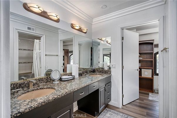 Bathroom, Dual Sink Vanities, Interior, Wood Texture Flooring