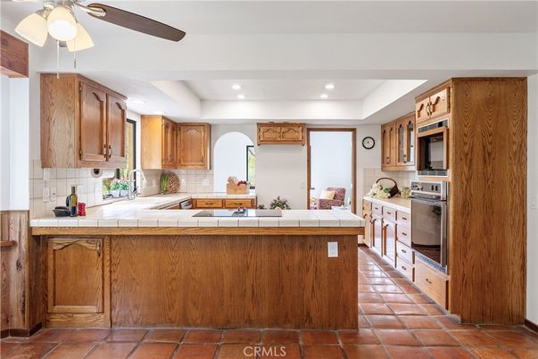 Interior, Kitchen, Recessed Lighting, Stainless Steel Appliances, Tile Countertops