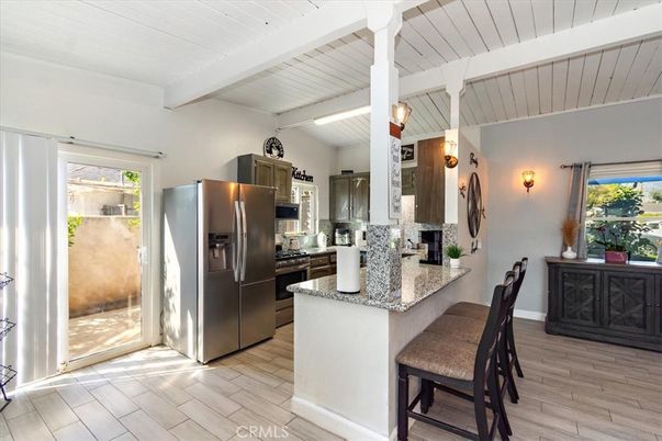 Interior, Kitchen, Pendant Lights, Stainless Steel Appliances, Wood Texture Flooring
