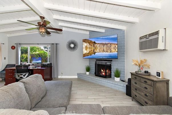 Fireplace, Home Office, Interior, Wood Texture Flooring