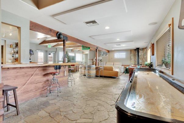 Interior, Living room, Recessed Lighting, Stone Walls