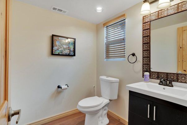 Bathroom, Interior, Recessed Lighting, Wood Texture Flooring