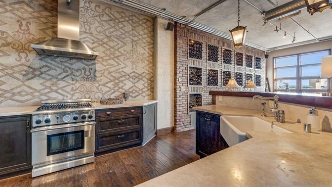 Interior, Kitchen, Pendant Lights, Stainless Steel Appliances, Wood Texture Flooring