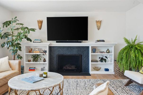Fireplace, Interior, Living room, Wood Texture Flooring