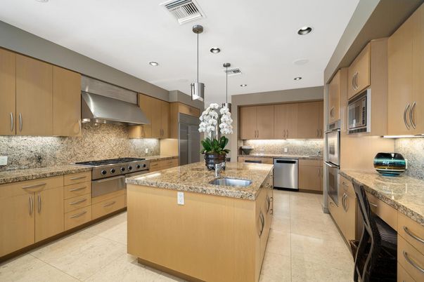 Interior, Kitchen, Pendant Lights, Recessed Lighting, Stainless Steel Appliances