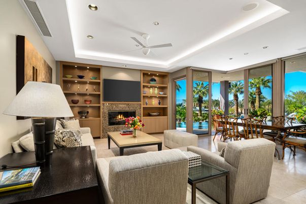 Dining room, Fireplace, Interior, Living room, Recessed Lighting