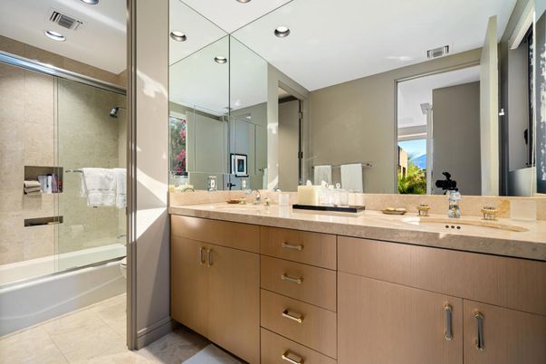 Bathroom, Dual Sink Vanities, Glass Shower, Interior, Recessed Lighting