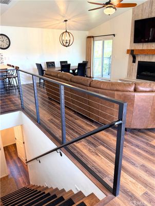 Dining room, Fireplace, Interior, Living room, Wood Texture Flooring