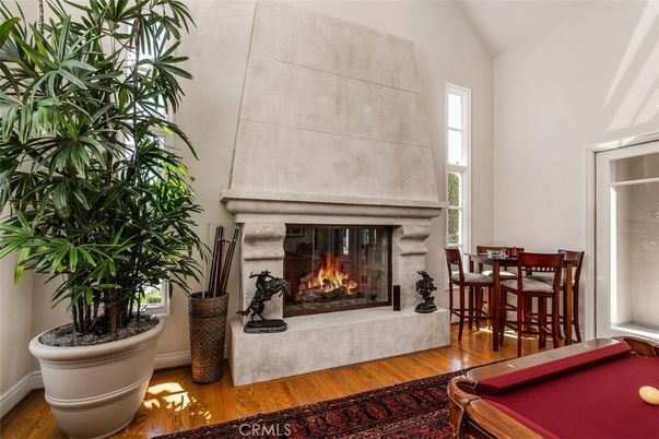 Billiard Table, Dining room, Fireplace, Game Room, Interior, Wood Texture Flooring