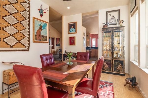 Dining room, Interior, Recessed Lighting, Wood Texture Flooring