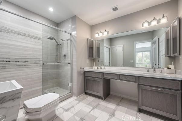 Bathroom, Glass Shower, Interior, Recessed Lighting