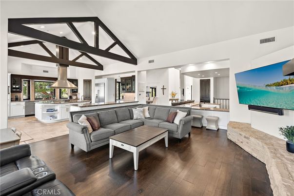 Interior, Kitchen, Living room, Pendant Lights, Recessed Lighting, Stainless Steel Appliances, Wood Texture Flooring