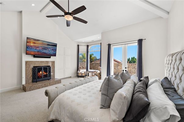 Bedroom, Fireplace, Interior, Living room, Recessed Lighting