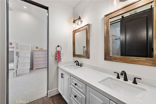 Bathroom, Dual Sink Vanities, Interior, Wood Texture Flooring