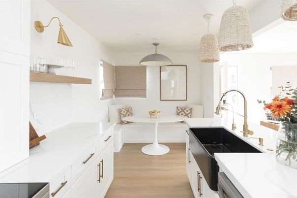 Interior, Kitchen, Pendant Lights, Wood Texture Flooring