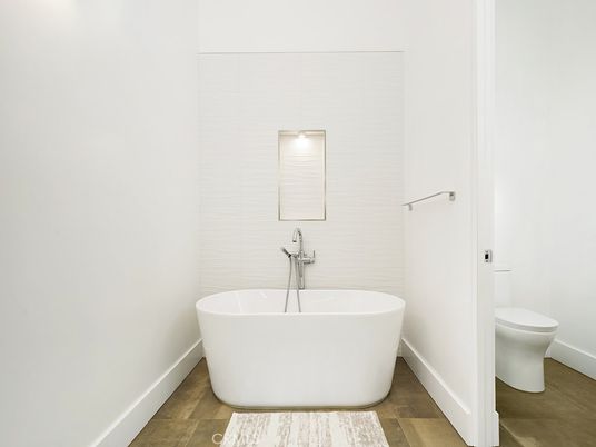 Bathroom, Free Standing Baths, Interior, Wood Texture Flooring