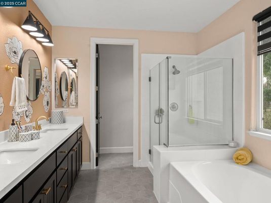 Bathroom, Dual Sink Vanities, Glass Shower, Interior
