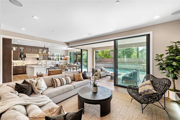Dining room, Interior, Kitchen, Living room, Pendant Lights, Recessed Lighting, Stainless Steel Appliances, Wood Texture Flooring