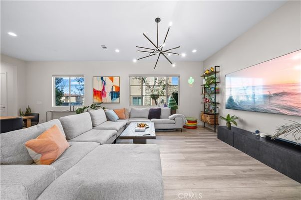 Interior, Living room, Pendant Lights, Recessed Lighting, Wood Texture Flooring