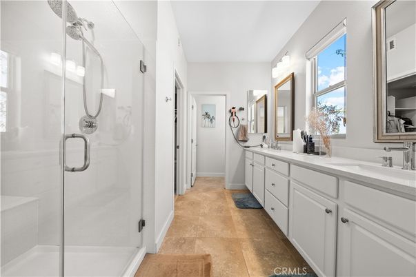 Bathroom, Dual Sink Vanities, Glass Shower, Interior