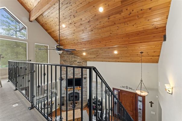 Fireplace, Interior, Pendant Lights, Recessed Lighting, Wooden Beams, Wooden Ceilings