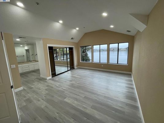 Bathroom, Empty room, Interior, Recessed Lighting, Wood Texture Flooring