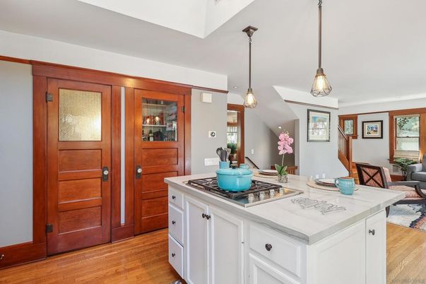 Dining room, Interior, Kitchen, Pendant Lights, Wood Texture Flooring