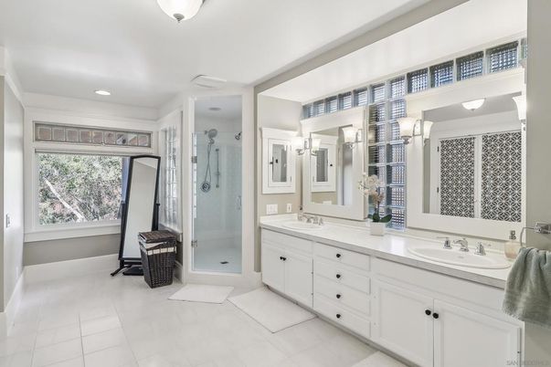Bathroom, Dual Sink Vanities, Glass Shower, Interior, Recessed Lighting