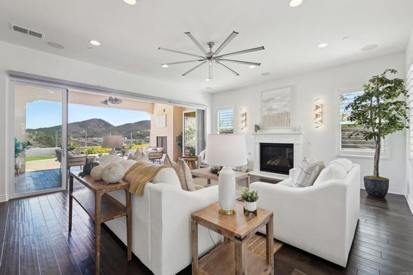 Fireplace, Interior, Living room, Pendant Lights, Recessed Lighting, Wood Texture Flooring
