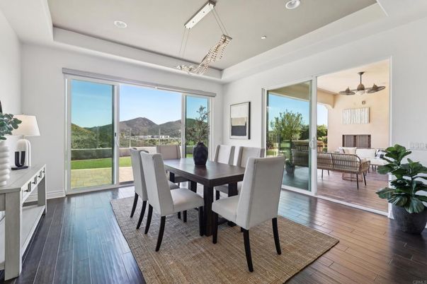 Dining room, Interior, Recessed Lighting, Wood Texture Flooring