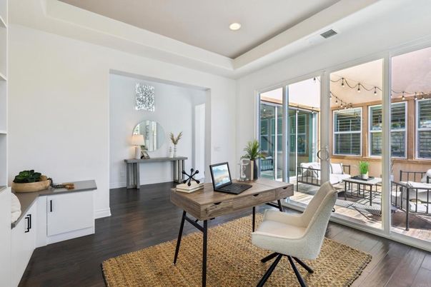 Home Office, Interior, Recessed Lighting, Wood Texture Flooring