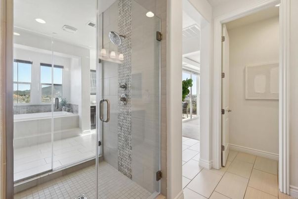 Bathroom, Glass Shower, Interior, Recessed Lighting